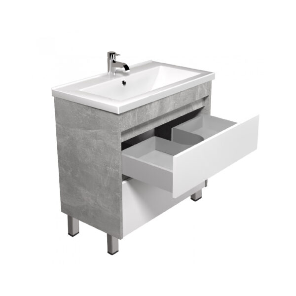 Mobilier de baie gri / alb 80 cm Polo Loft - imagine 5