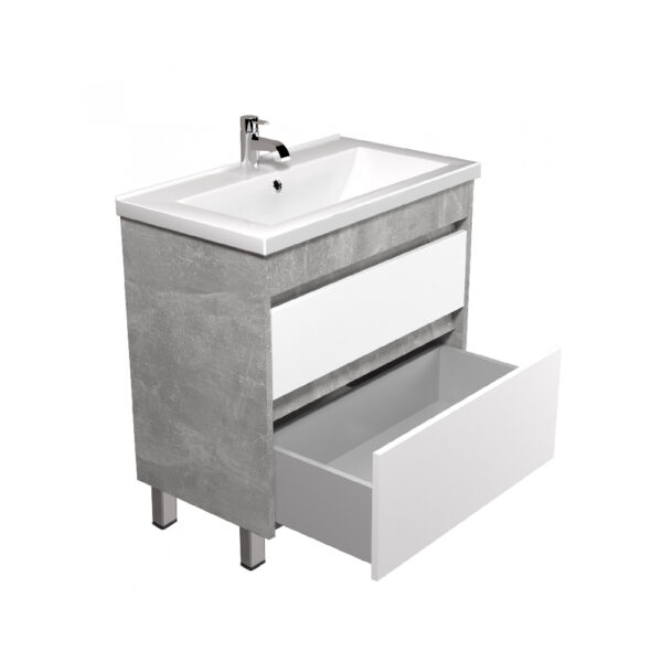 Mobilier de baie gri / alb 80 cm Polo Loft - imagine 4