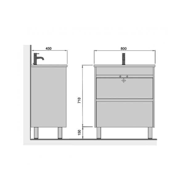 Mobilier de baie gri / alb 80 cm Polo Loft - imagine 3