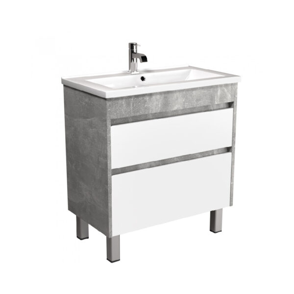 Mobilier de baie gri / alb 80 cm Polo Loft - imagine 2