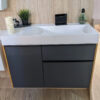 Mobilier de baie gri / stejar 100 cm Lux Keri + lavoar
