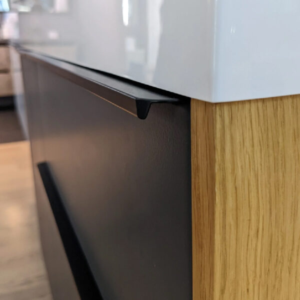 Mobilier de baie gri / stejar 100 cm Lux Keri + lavoar - imagine 3