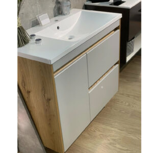 Mobilier de baie  alb / stejar Premium 90 cm Wega R+ lavoar