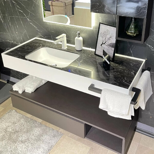 Mobilier de baie gri 125 cm Lux Fieria+ lavoar