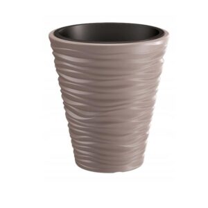 Ghiveci decorativ flori rotund Sand 18/37 L cafeniu