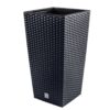 Ghiveci decorativ Rato patrat imitatie ratan, negru 22.5x22.5x42.1 cm