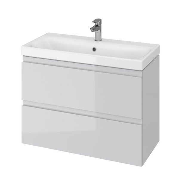 Set mobilier de baie gri 80 cm  Premium Moduo Slim masca + lavoar S801-224