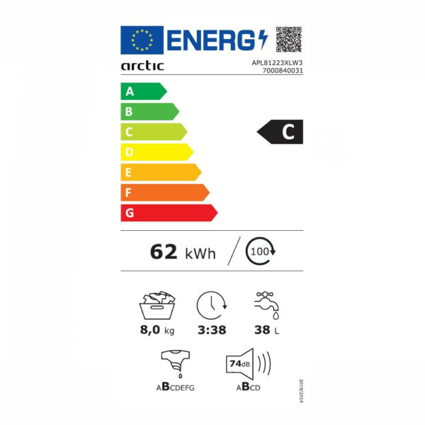 Masina de spalat rufe frontala Arctic APL81223XLW3 8 kg 1200 rpm Clasa C - imagine 2