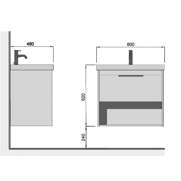 Mobilier de baie gri / stejar Denver 60-A - imagine 4