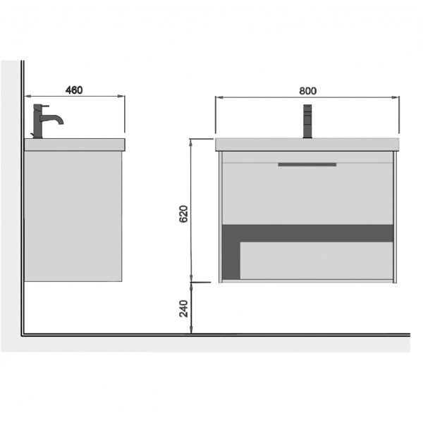 Mobilier de baie gri / stejar Denver 80-A - imagine 5