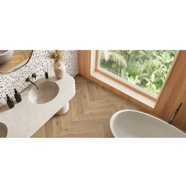 Gresie portelanata maro/lemn Rovere 60x15 rectificata - imagine 2