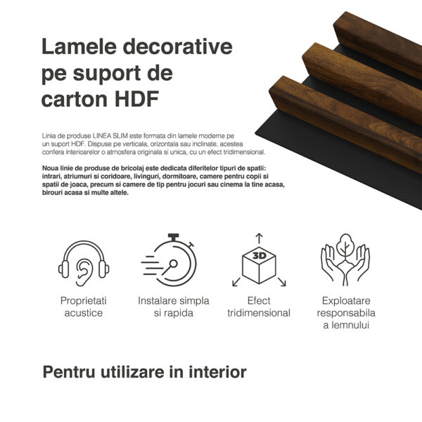 Riflaj / panou Linea slim 3 alun / negru - imagine 15