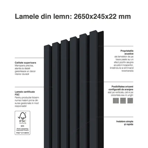 Riflaj / panou Linea acustic bleumarin / negru - imagine 11