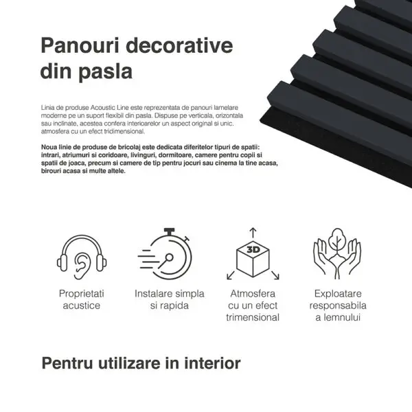 Riflaj / panou Linea acustic bleumarin / negru - imagine 12