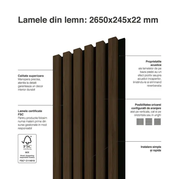 Riflaj / panou Linea acustic esotica / negru - imagine 15