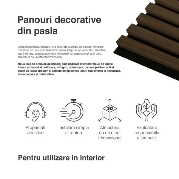 Riflaj / panou Linea acustic esotica / negru - imagine 14