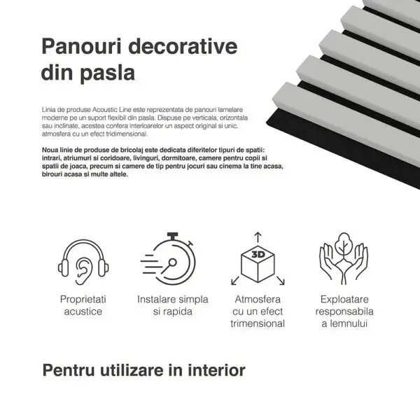 Riflaj / panou Linea acustic gri / negru - imagine 12