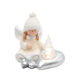 Figurina ceramica ingeras cu brad luminat KDC 13