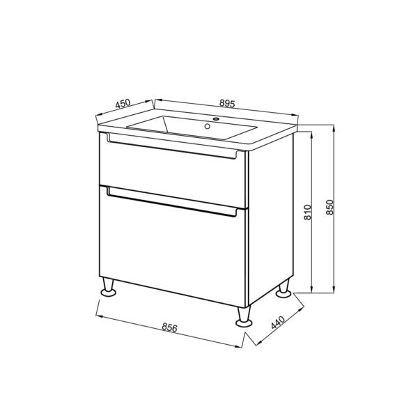Set mobilier de baie alb Elba TNB-2 D90 cu lavoar Komo - imagine 2
