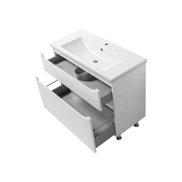 Set mobilier de baie alb Elba TNB-2 D100 cu lavoar Komo - imagine 2