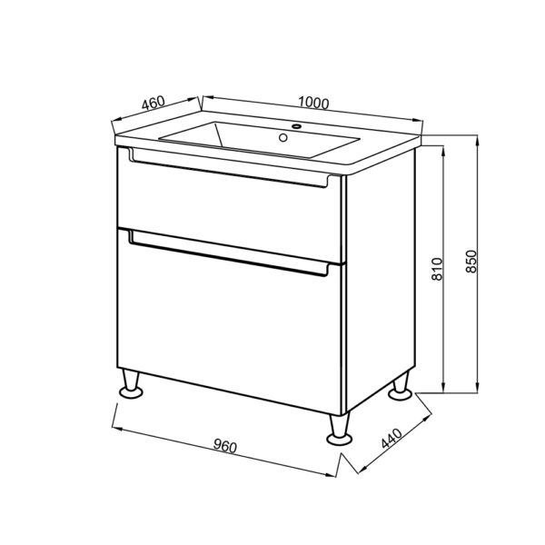 Set mobilier de baie alb Elba TNB-2 D100 cu lavoar Komo - imagine 3