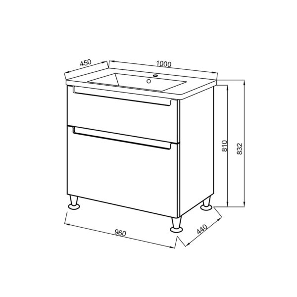 Set mobilier de baie alb Elba TNB-2 D100 cu lavoar Vesta - imagine 3