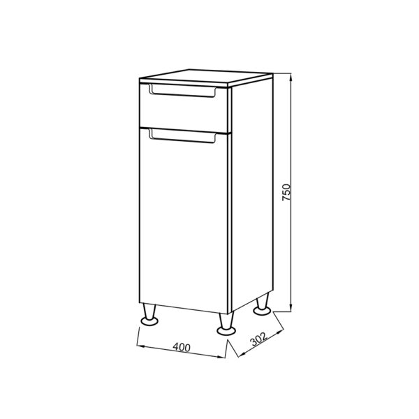 Dulap de baie alb Elba PPN1SH 40 - imagine 3