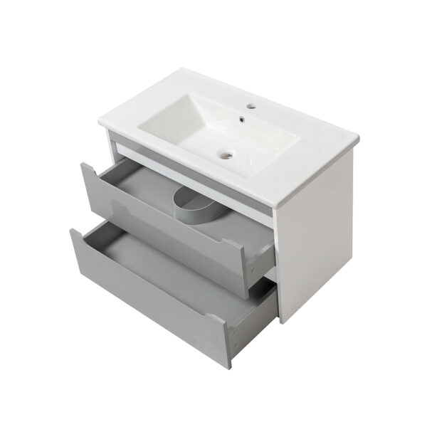 Set mobilier de baie gri – alb suspendat Valencia TNB-2 D85 cu lavoar Trio - imagine 2