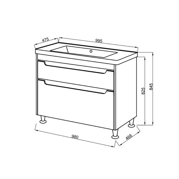 Set mobilier de baie gri - alb Valencia TNB-2 D 100 cu lavoar Estelle - imagine 3