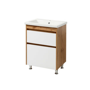 Set mobilier de baie stejar Venera TNB-2 D60 cu lavoar Komo