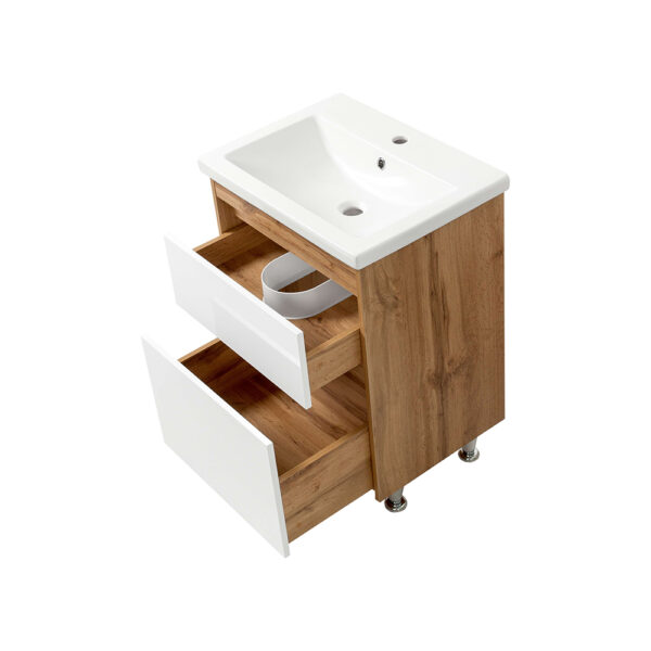 Set mobilier de baie stejar Venera TNB-2 D60 cu lavoar Komo - imagine 2