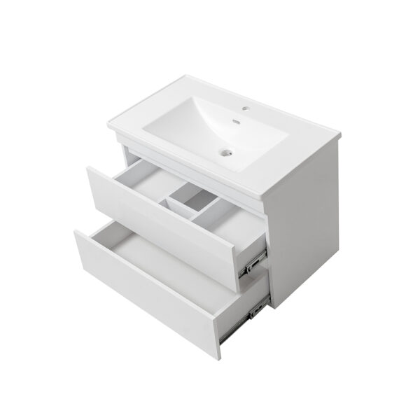 Set mobilier de baie alb suspendat Monaco TP-2 80 cu lavoar Kante - imagine 2
