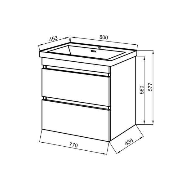 Set mobilier de baie alb suspendat Monaco TP-2 80 cu lavoar Kante - imagine 3