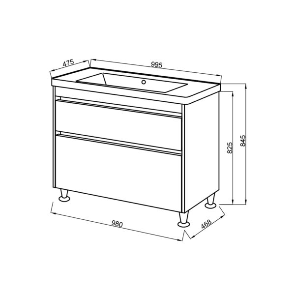 Set mobilier de baie stejar Venera TNB-2 D100 cu lavoar Estelle - imagine 3