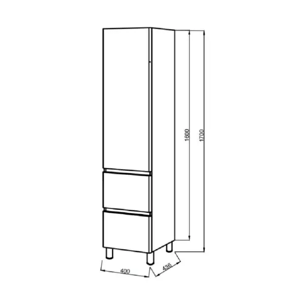 Dulap de baie negru mat Vivace PPN2SH D40 - imagine 3