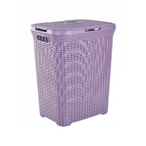 Cos de rufe "Rattan" 50 L (maro inchis/violet)
