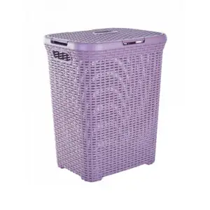 Cos de rufe "Rattan" 50 L (maro inchis/violet)