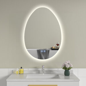 Oglinda de baie LED ovala 50x70 cm cu dezaburire