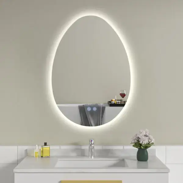 Oglinda de baie LED ovala 50x70 cm cu dezaburire