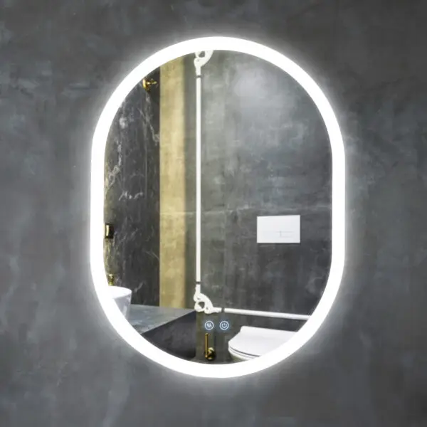 Oglinda de baie cu LED ovala 60x80 cm - imagine 2