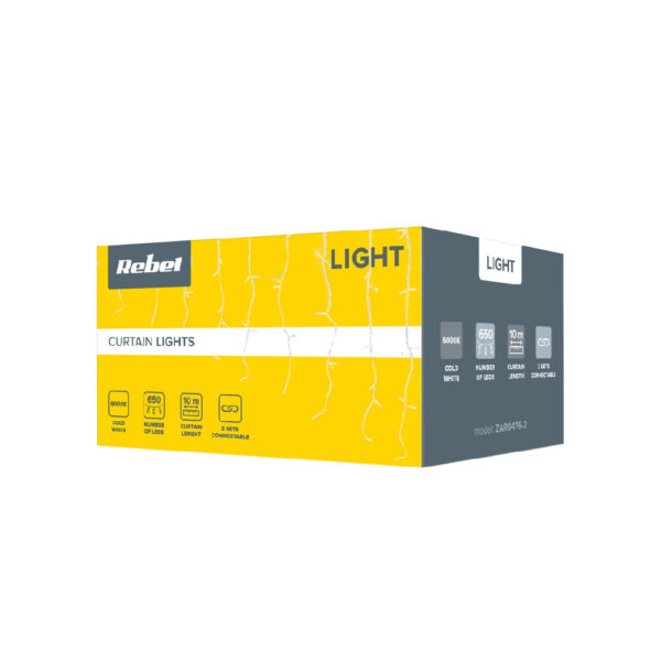 Perdea 650 LED-uri IP44 alb rece 10 M Rebel Light ZAR0476-2