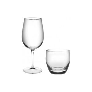 Set 8 pahare - 4 x pahar cu picior vin + 4 x pahar apa 370 ml Spazo/Essenza