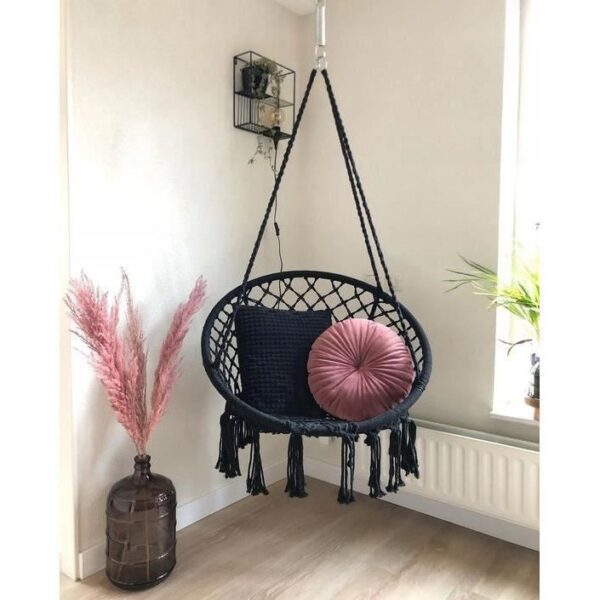 Leagan tip scaun, negru max 150 kg, 79x80x120 cm maro/negru - imagine 3