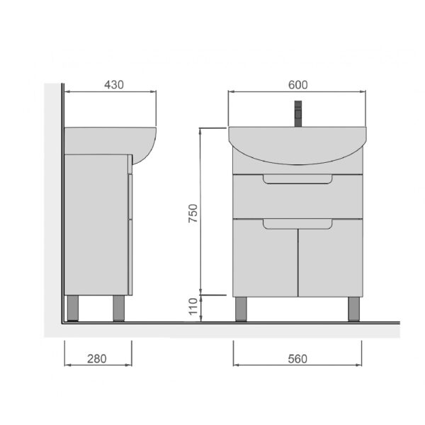 Set mobilier de baie alb 60 cm Tetris - imagine 5
