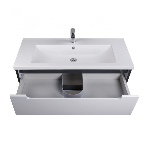 Mobilier de baie alb / gri 100 cm Paula - imagine 4