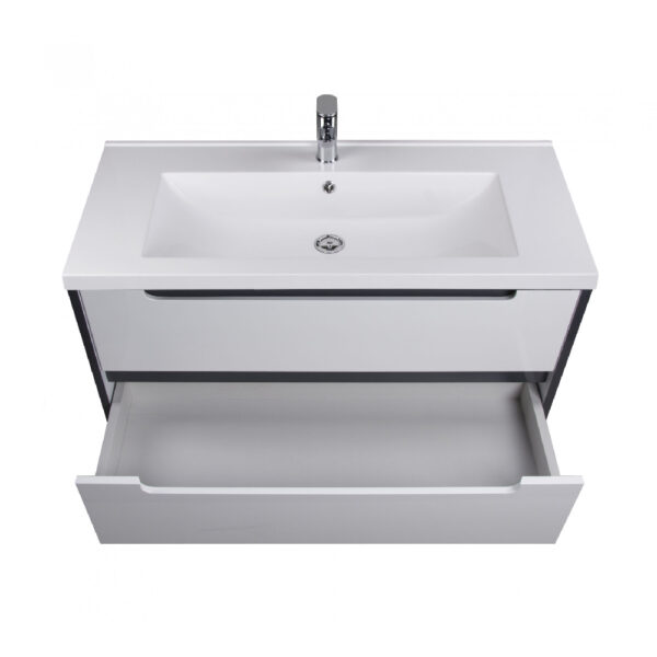 Mobilier de baie alb / gri 100 cm Paula - imagine 3