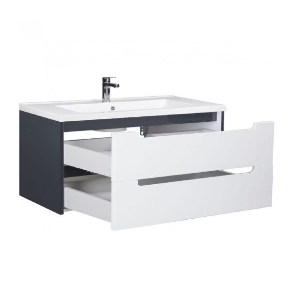 Mobilier de baie alb / gri 100 cm Paula - imagine 2