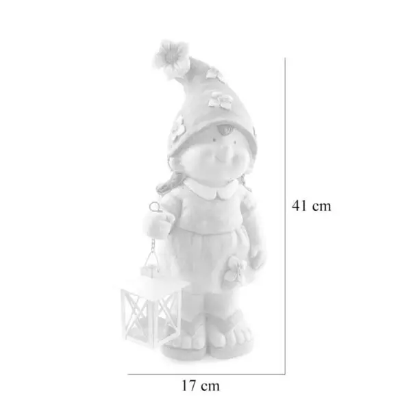 Decoratiune gradina ceramica fetita cu felinar 17x41 cm - imagine 2