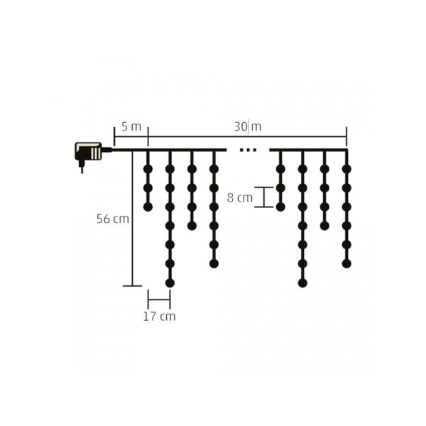 Perdea de lumini 900*LED alb cald KKF 908/WW - imagine 2