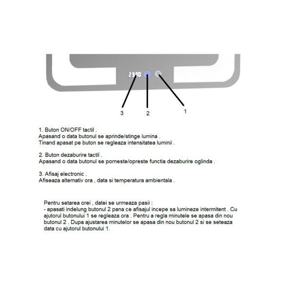 Oglinda de baie cu iluminare LED, functie dezaburire, ceas si termometru 80x80 cm MD1 - imagine 4